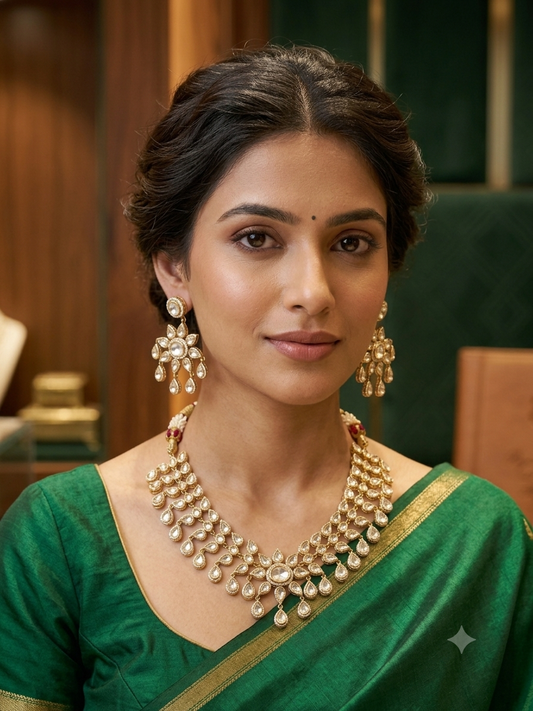 Signature Moissanite Polki Necklace Set
