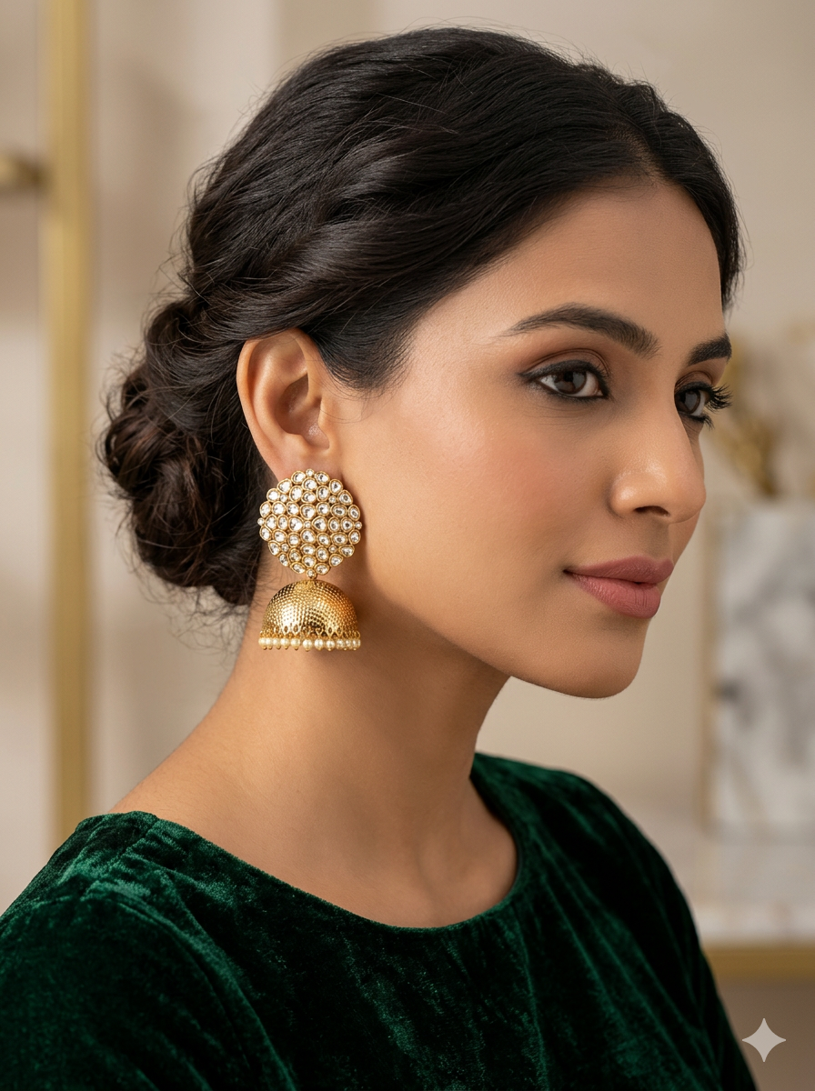 Kundan Chakra Gold plated Jhumka