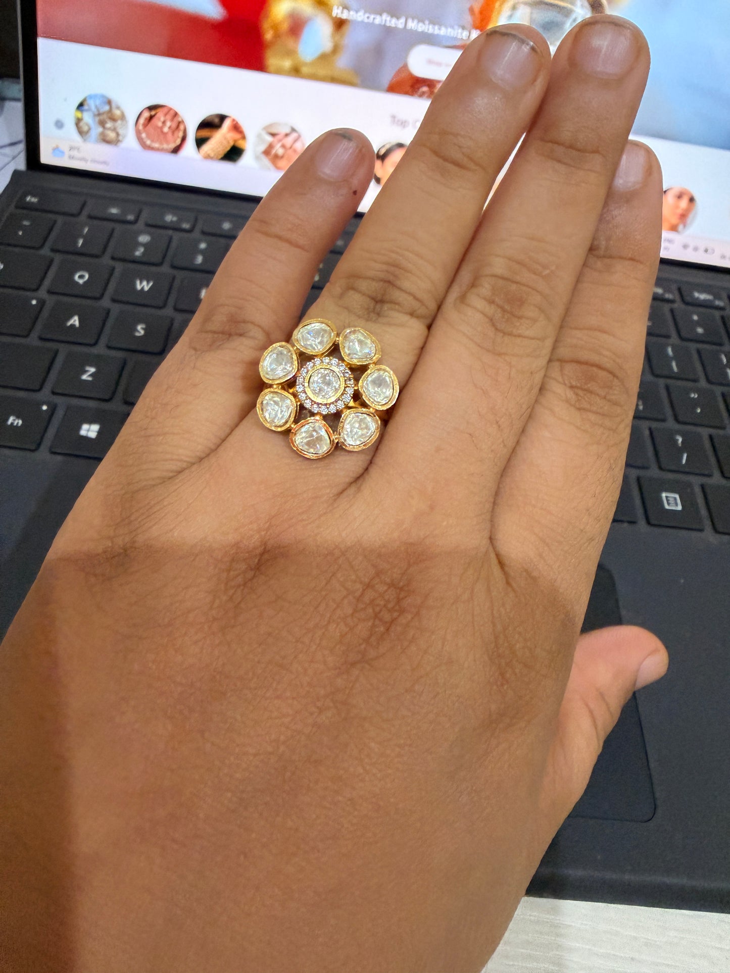 Polki uncut adjustable Size Ring