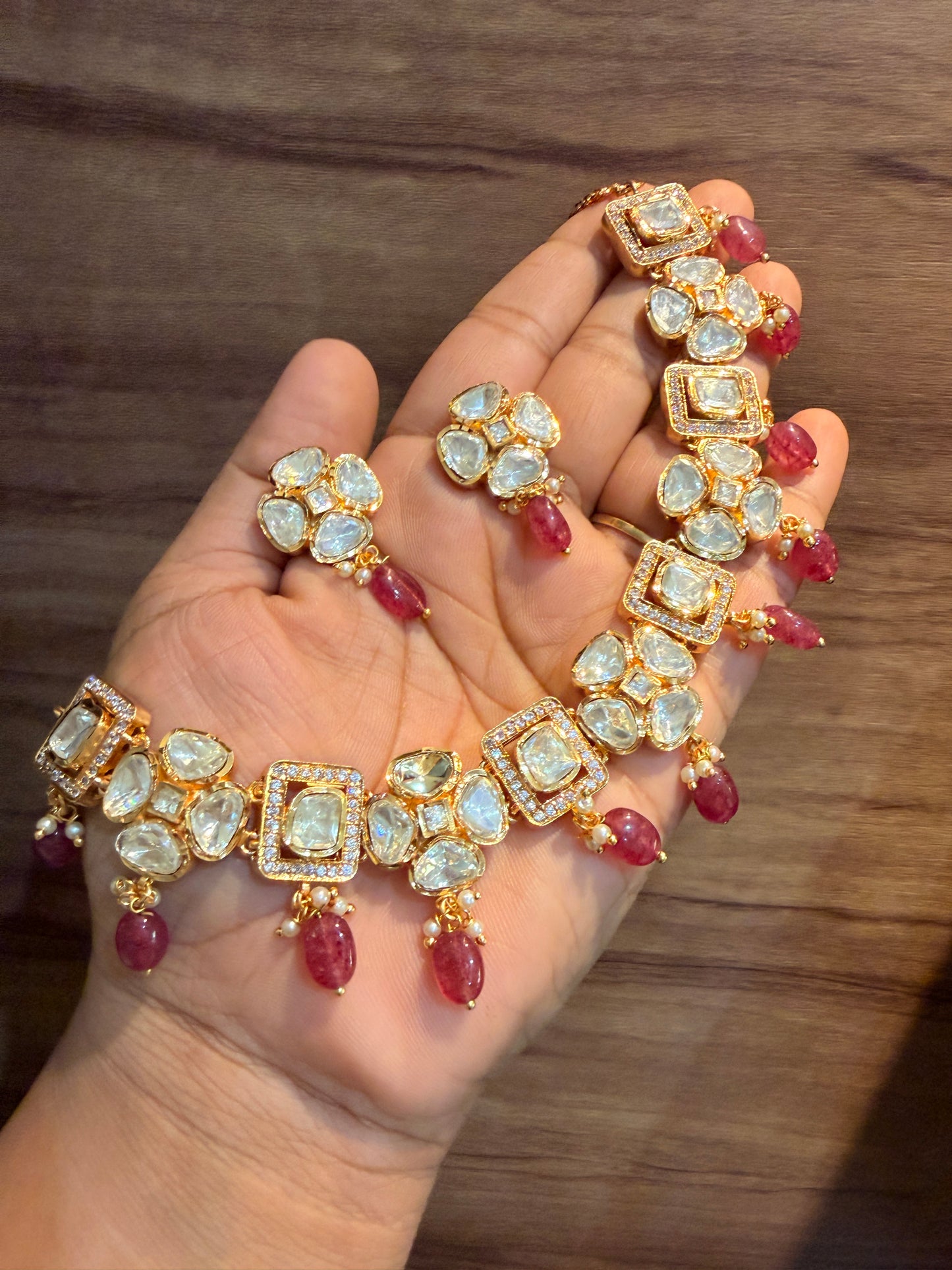 Geharu Moissanite Polki set