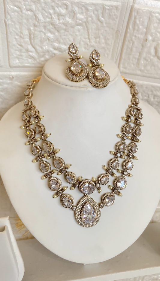 Statement Layered Moissanite Matte Finish Necklace Set