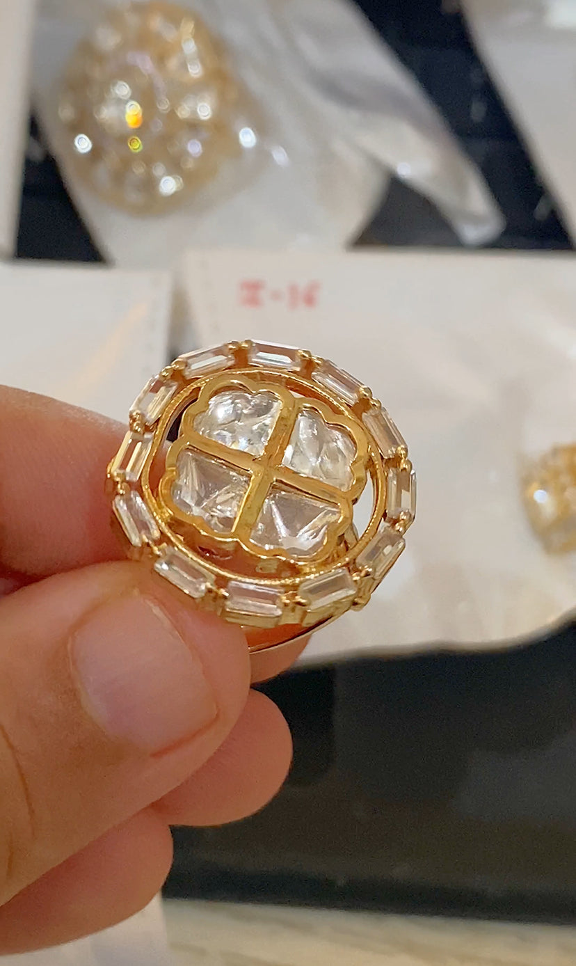 Statement Four Leaf Moissanite Ring