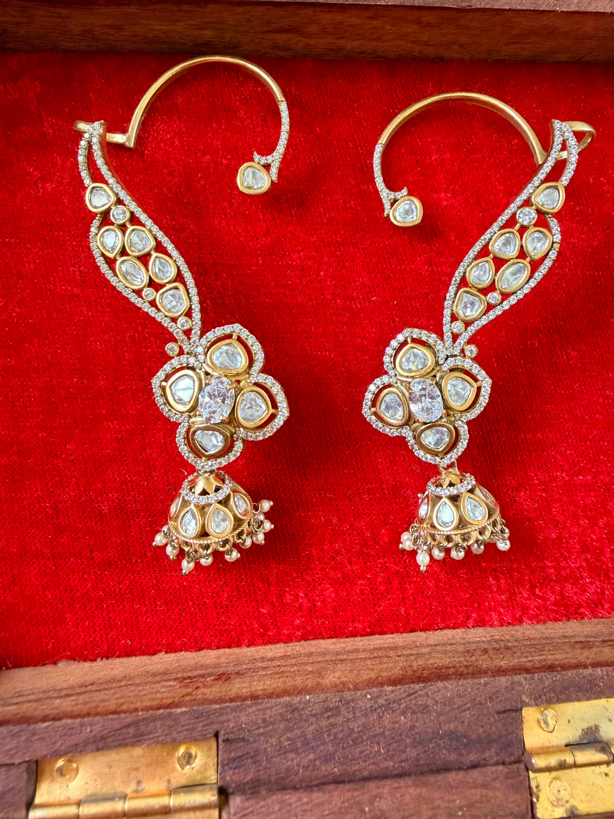 Radha Polki Moissanite Earcuffs with jhumki