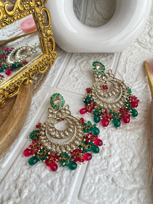 Bahara Multi Beads Glass Stone Celebrity Chandbali