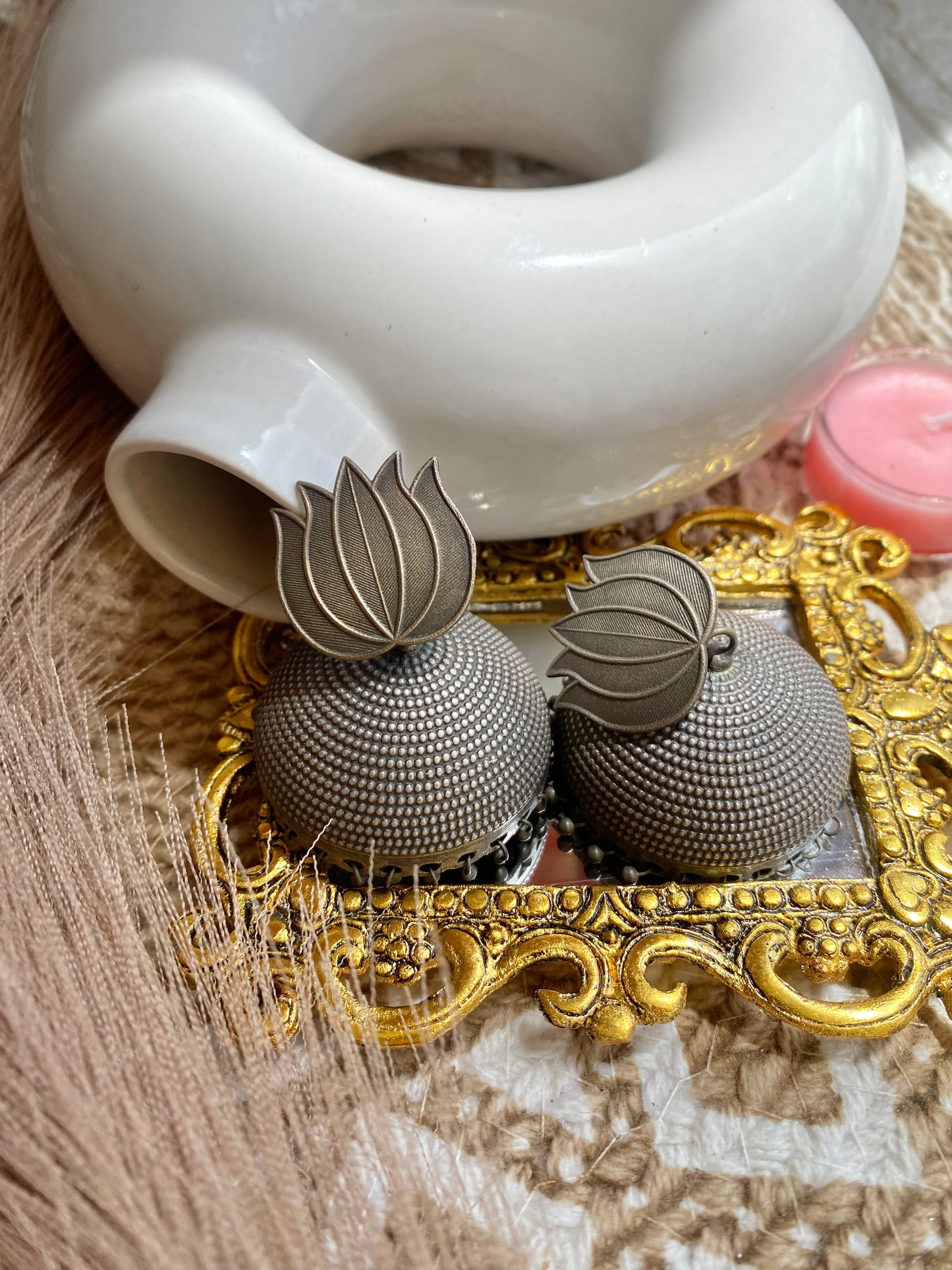 Lotus Silverlookalike Big Jhumka