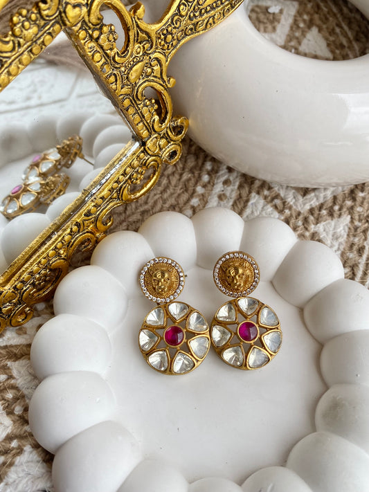 Tigress Moissanite Polki Earrings