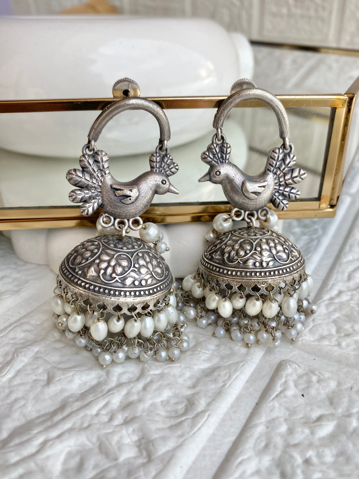 Peacock Pearl Long Jhumka