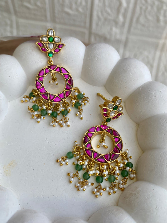 Kempu Jadau Medium Sized Chandbali