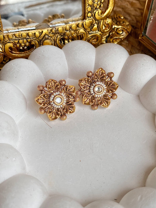 Floral Antique Stud Earrings