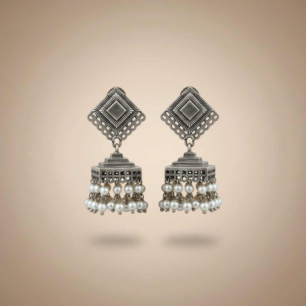 Silver Malhar jhumka
