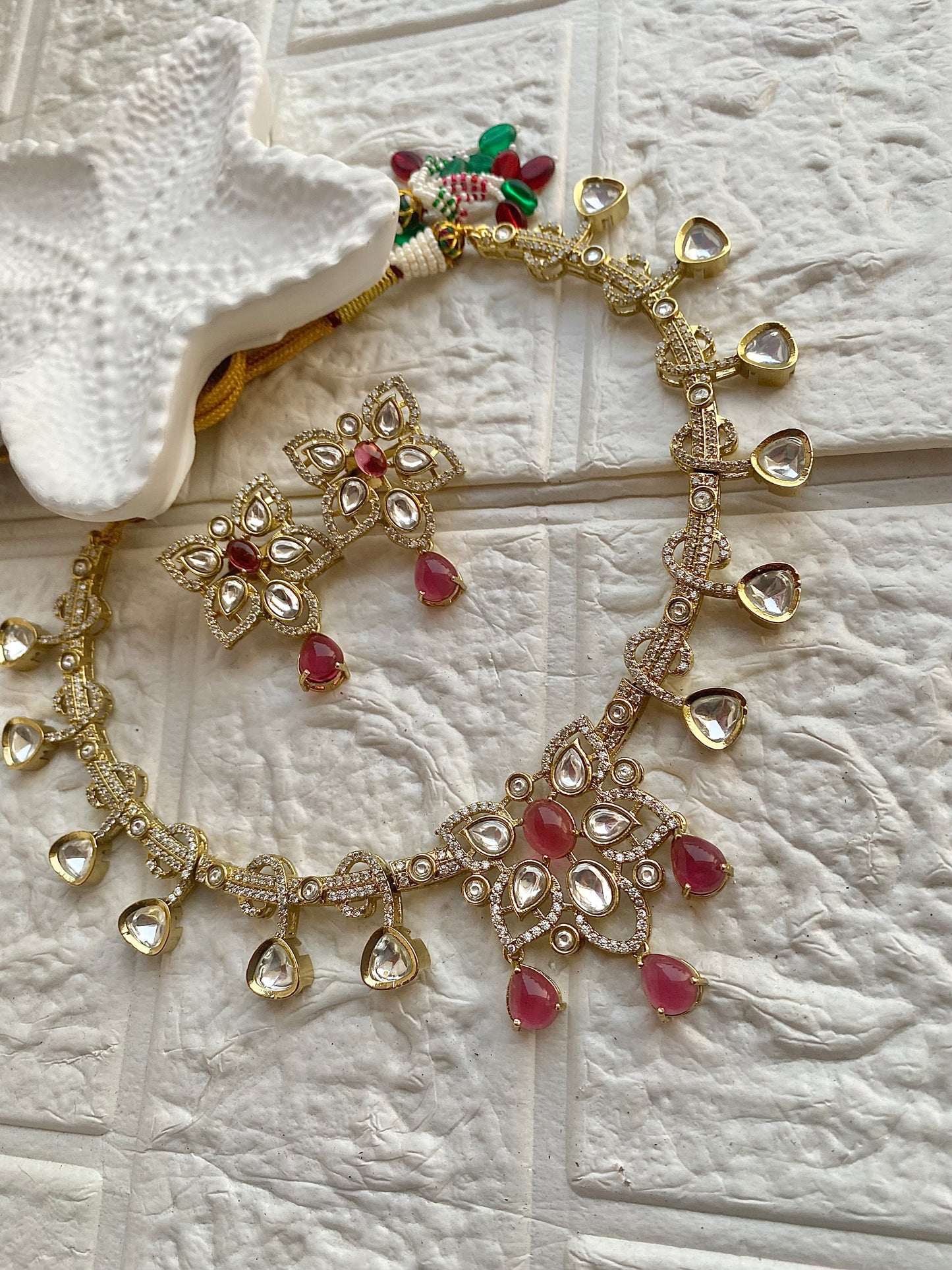 Moissanite Kundan Zircon Necklace Set