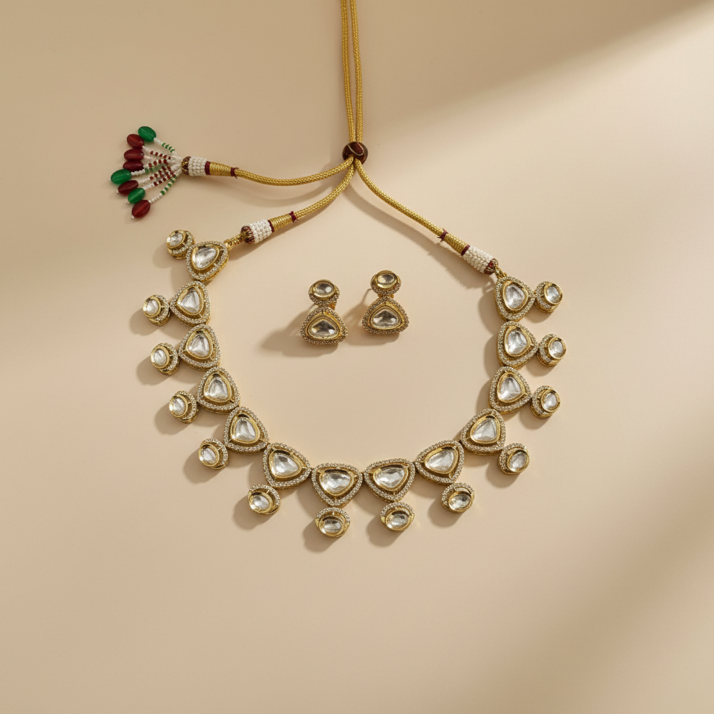 Moissanite Kundan Necklace Set