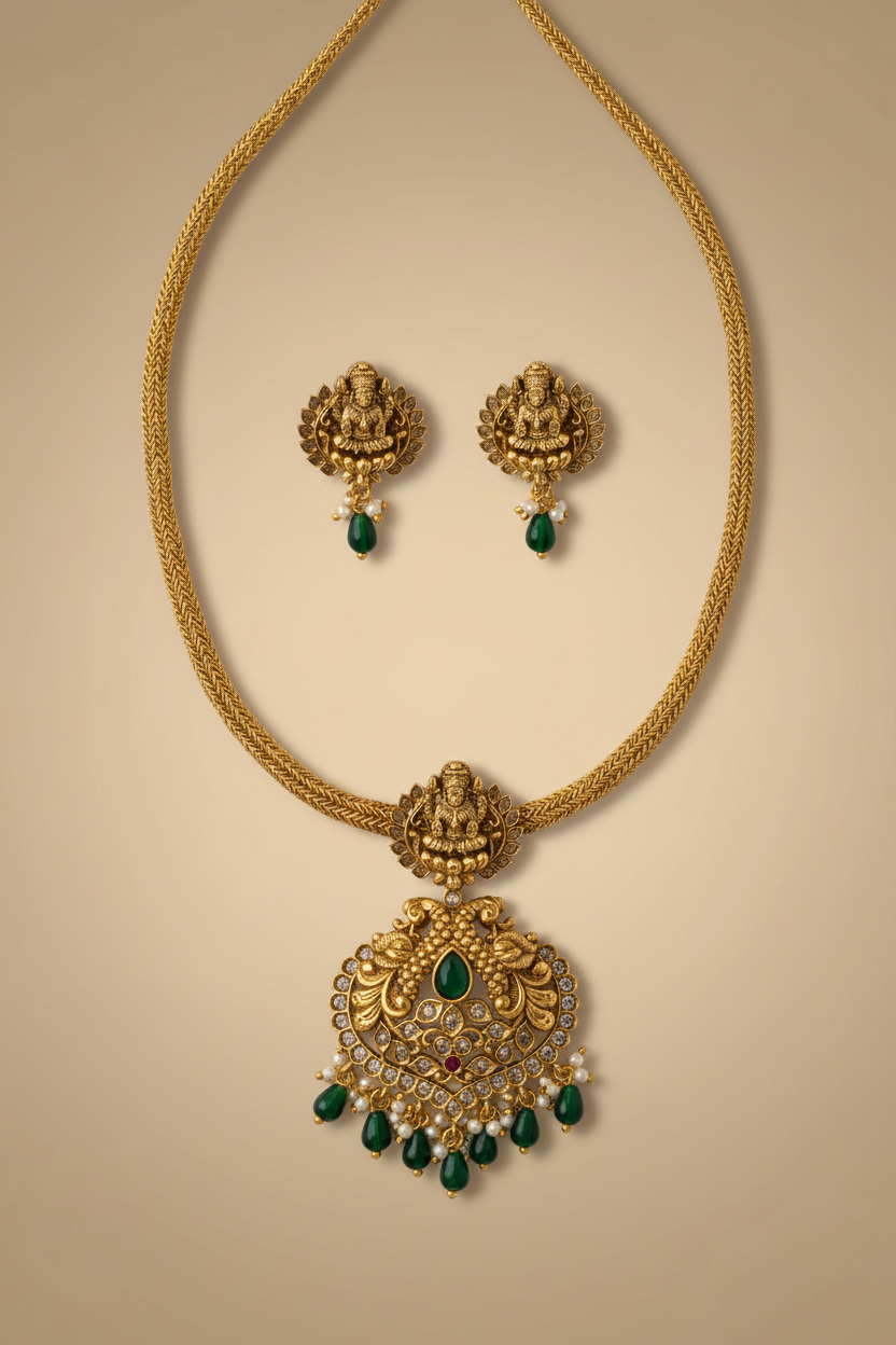 Antique Temple Pendant Necklace Set