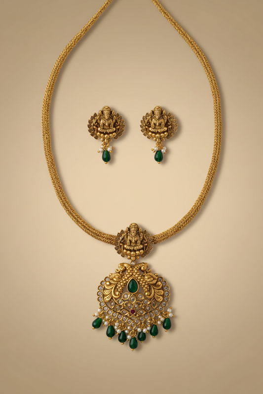 Antique Temple Pendant Necklace Set