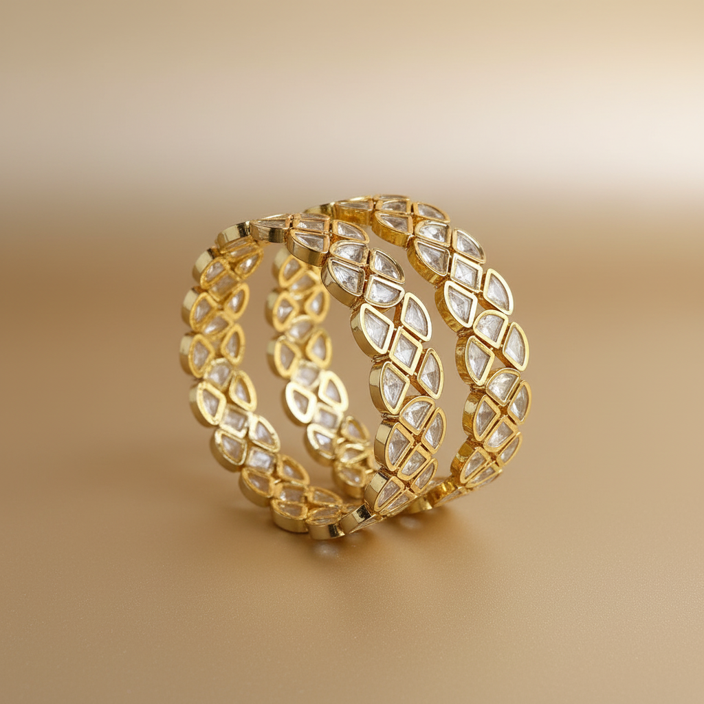 Signature Moissanite Polki Openable Bangle