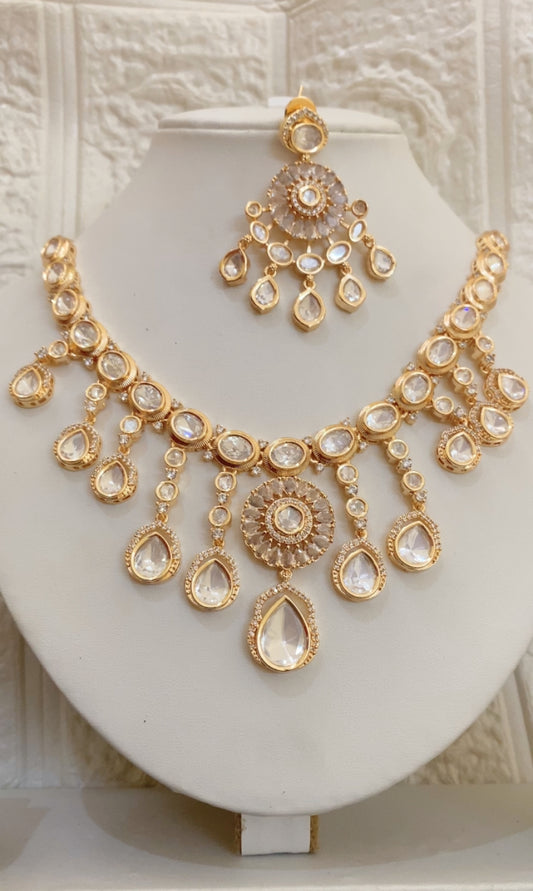 Statement Moissanite Polki Necklace Set