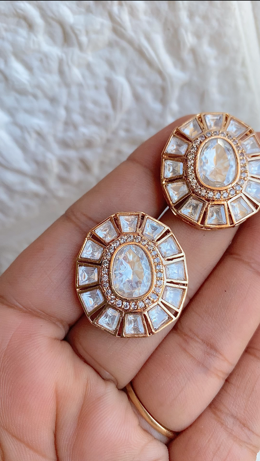 Signature Moissanite Polki Studs Earrings