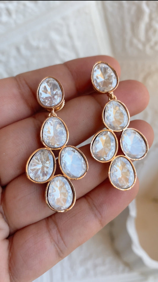 Moissanite Polki Dangler Earrings