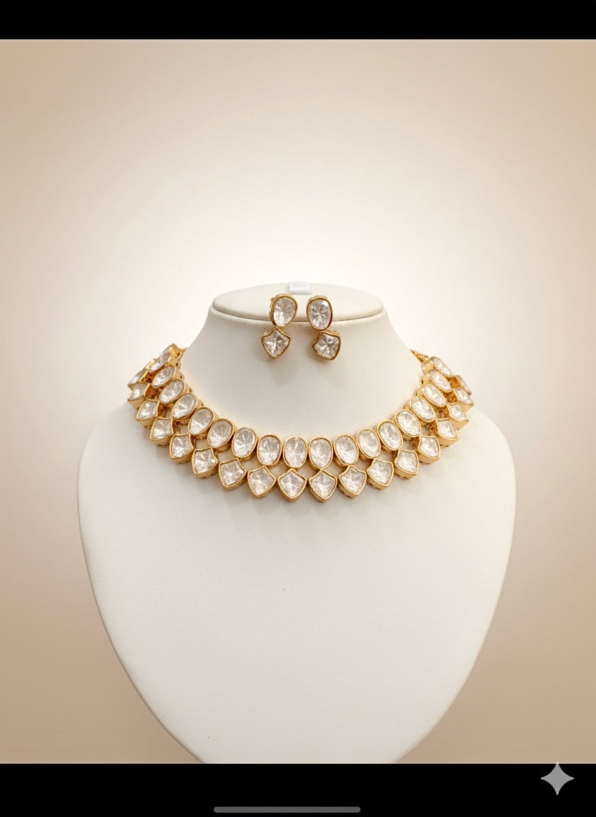 Signature Moissanite Polki Necklace Set
