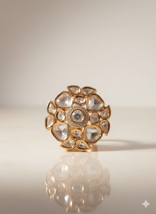 Regal Statement Moissanite Polki Ring