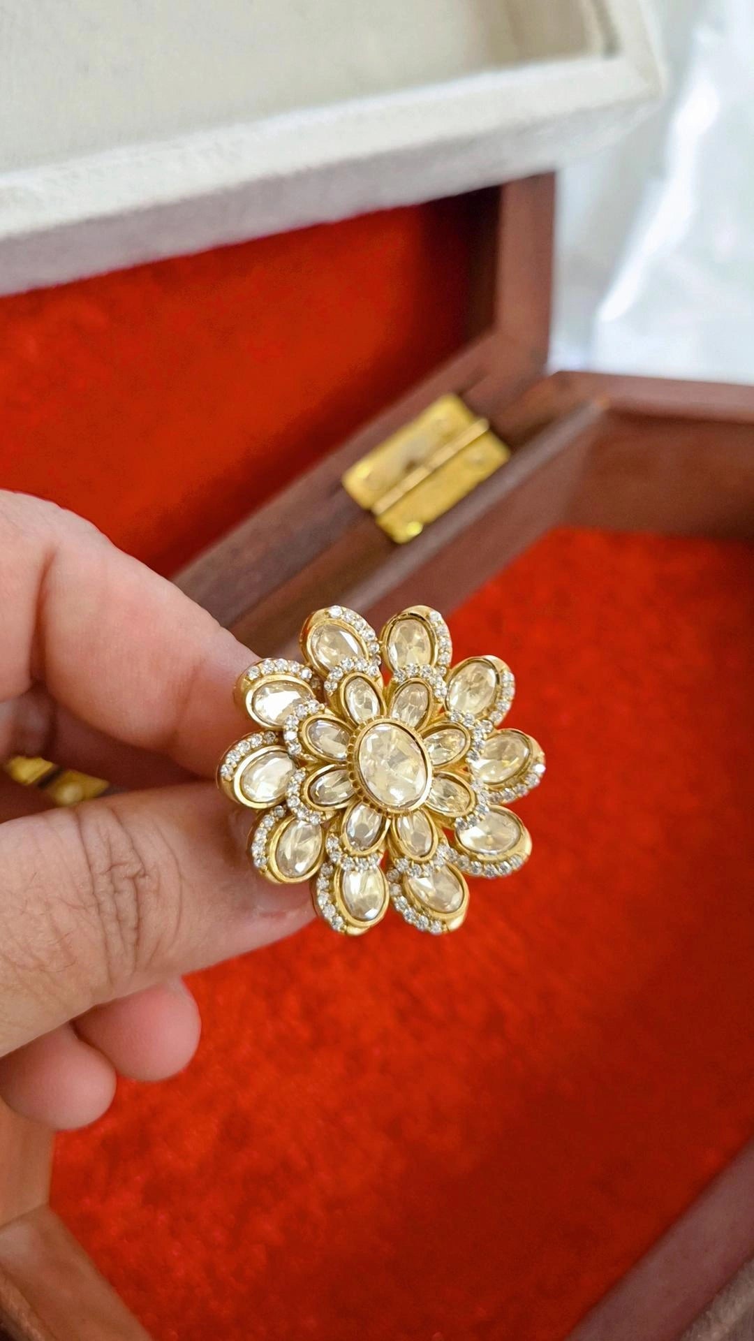Gulab Signature Moissanite Polki Adjustable Ring