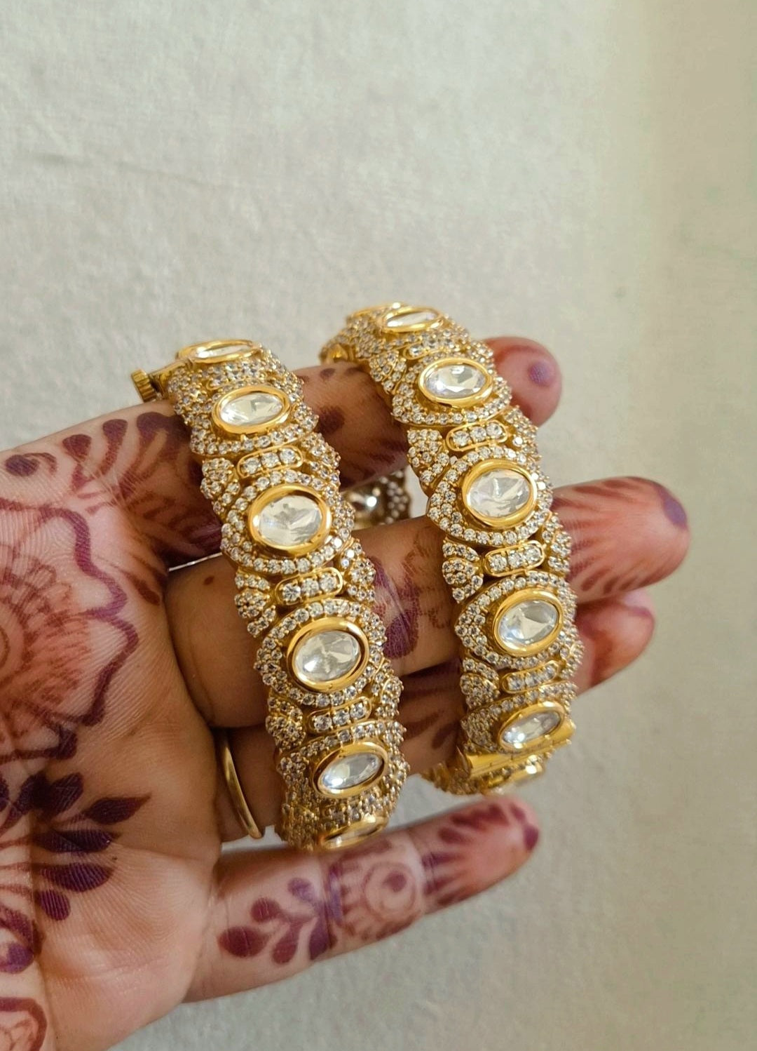 Gora Statement Polki Screw Openable Bangles - Pair