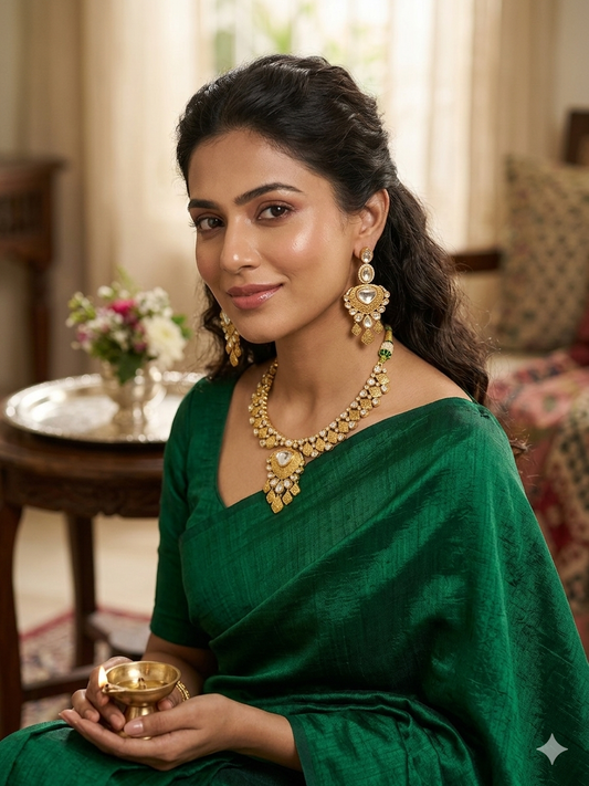 Moisdanite Micro Gold Plated statement Necklace Set