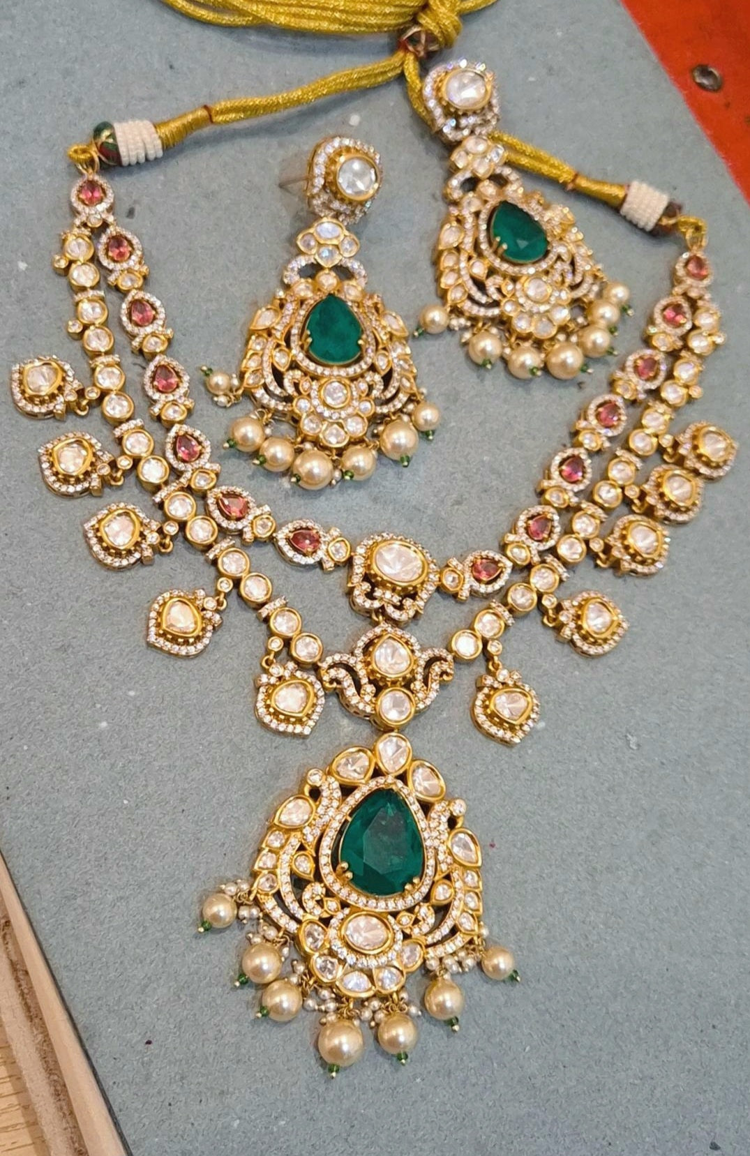 Lakshmi Statement Moissanite Polki Necklace Set