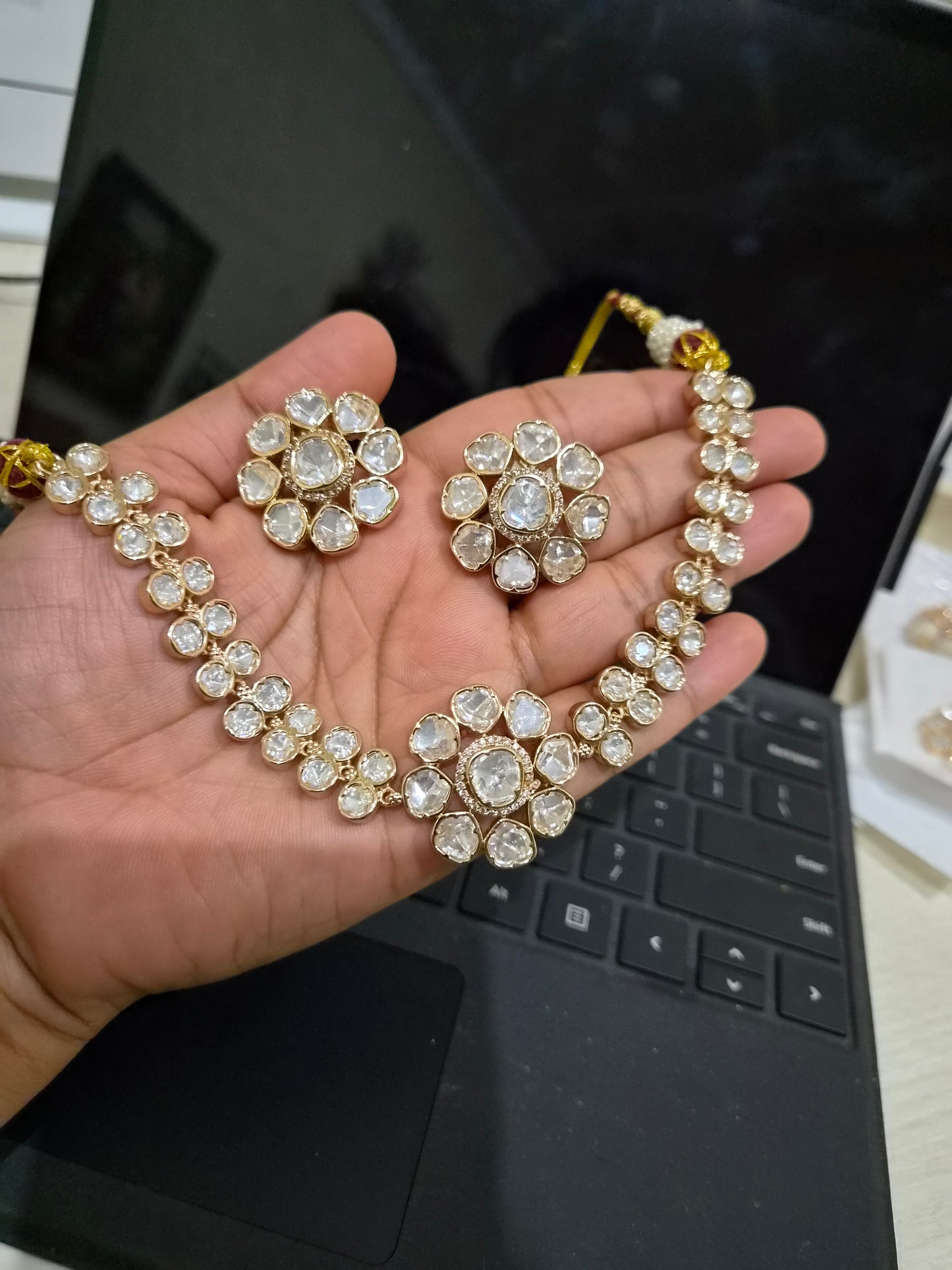 Polki Moissanite Statement Choker Necklace set