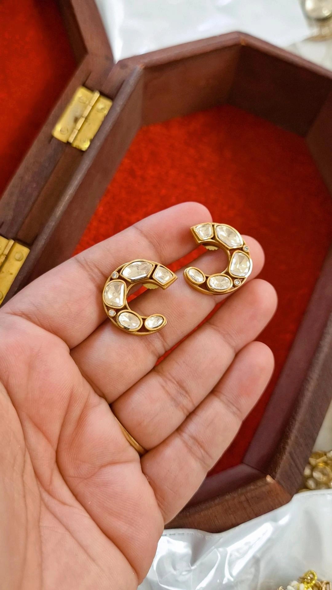 Chand Statement Moissanite Polki Stud Earrings