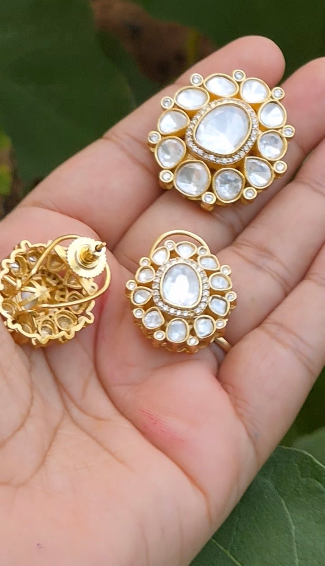 Moissanite Polki Pendant Set