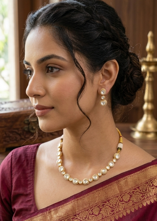 Real Moissanite Polki Necklace Set