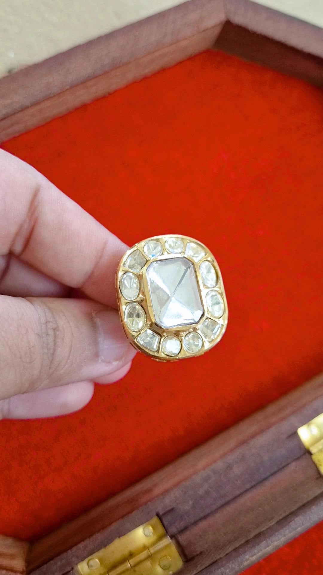 Reva Signature Moissanite Polki Adjustable Ring