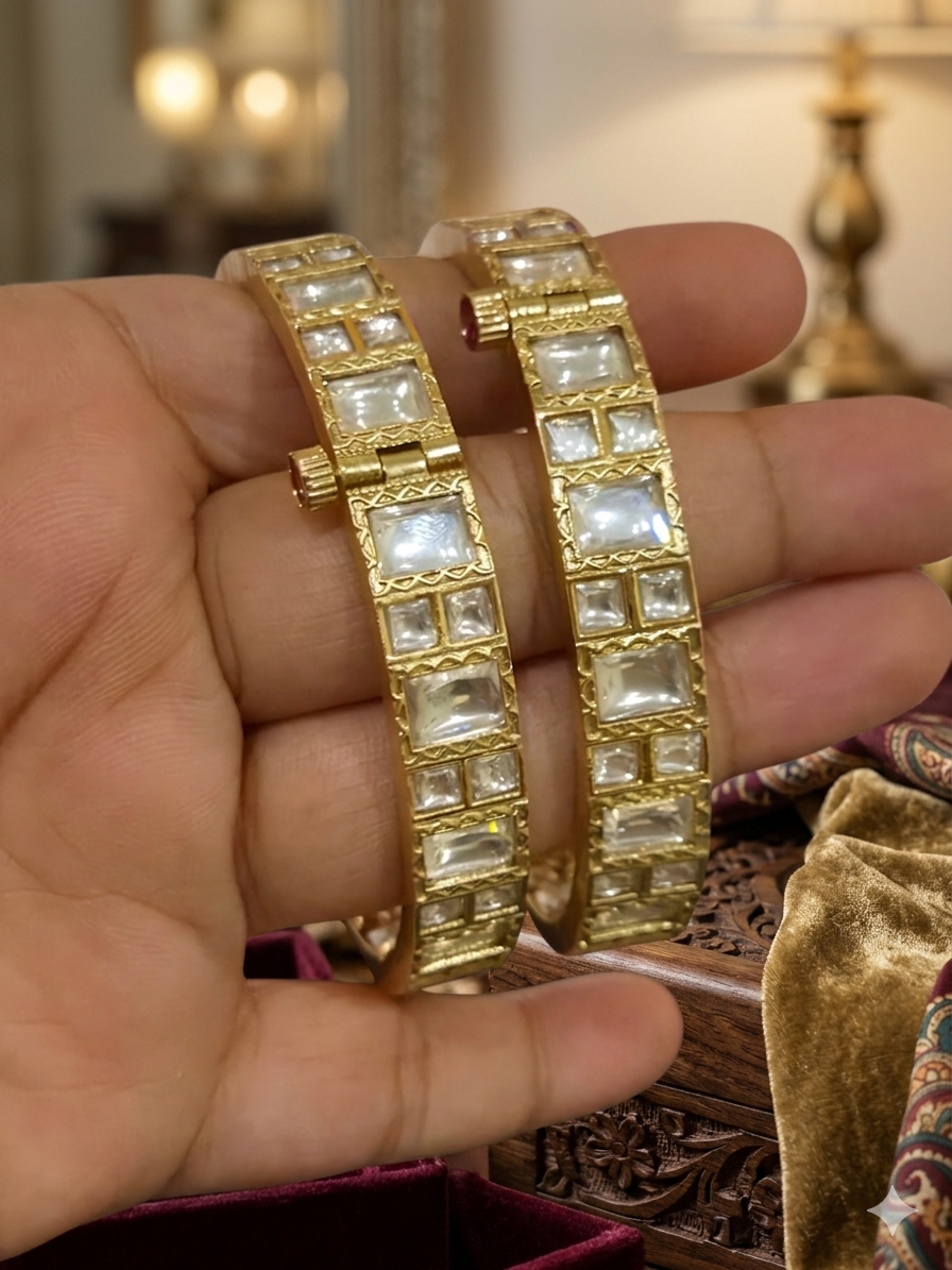 Signature Moissanite Micro Gold Plated Screw Opeanble Bangles