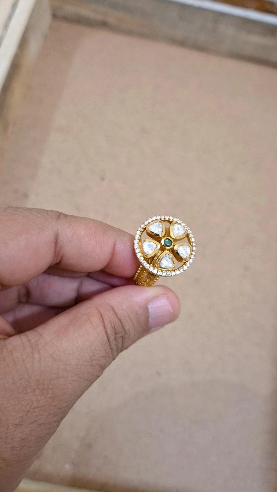 Quant Moissanite Polki Ring
