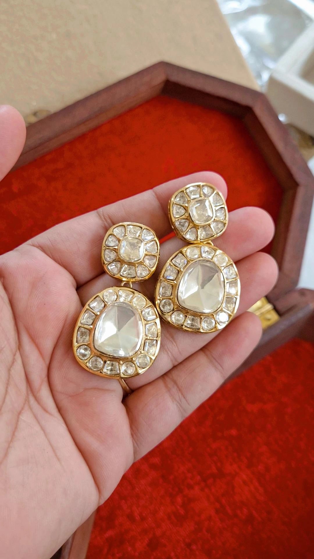 Shamli Signature Moissanite Polki Dangler Earrings
