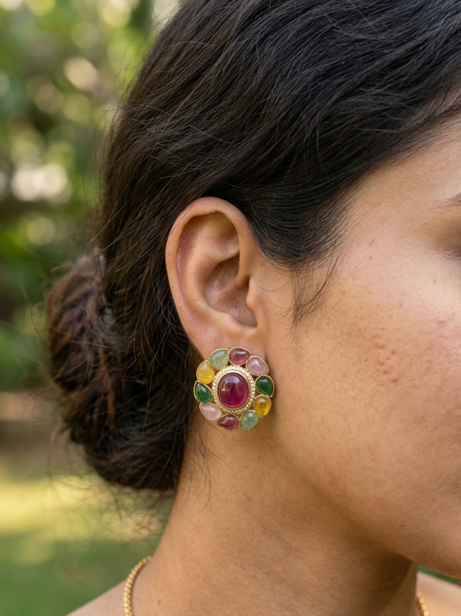Navratna Stud Earrings
