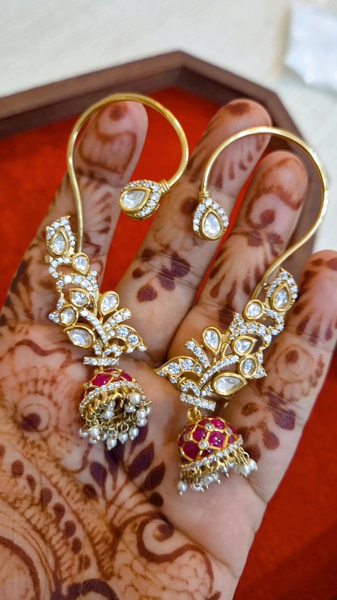Statement Moissanite Polki Earcuff Jhumka Earrings