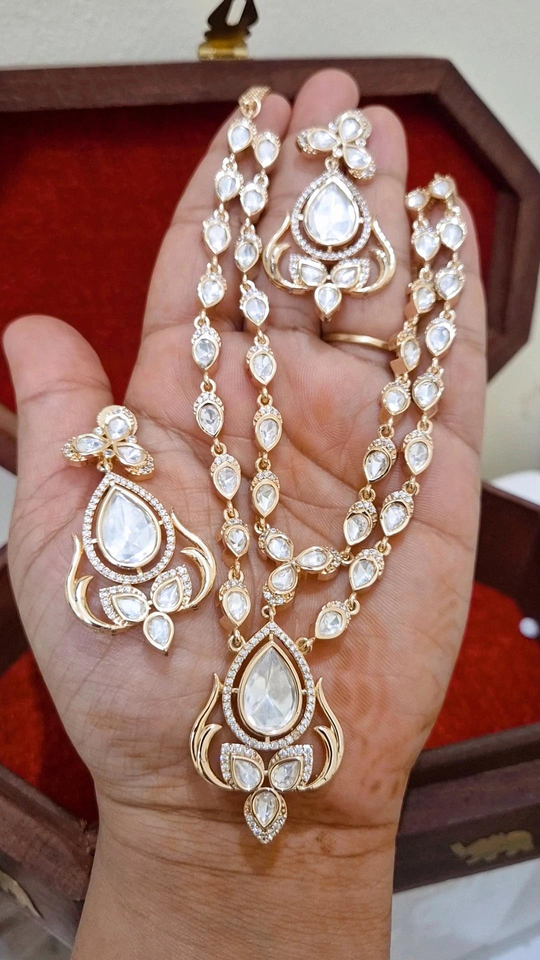 Miraz Moissanite Double Layered Necklace set