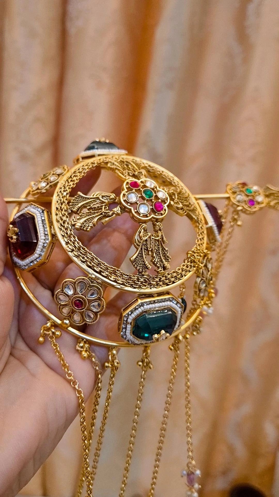 Statement Banna Bani Heritage Kundan Studded Gemstone work Hair Bun Cage with Stick