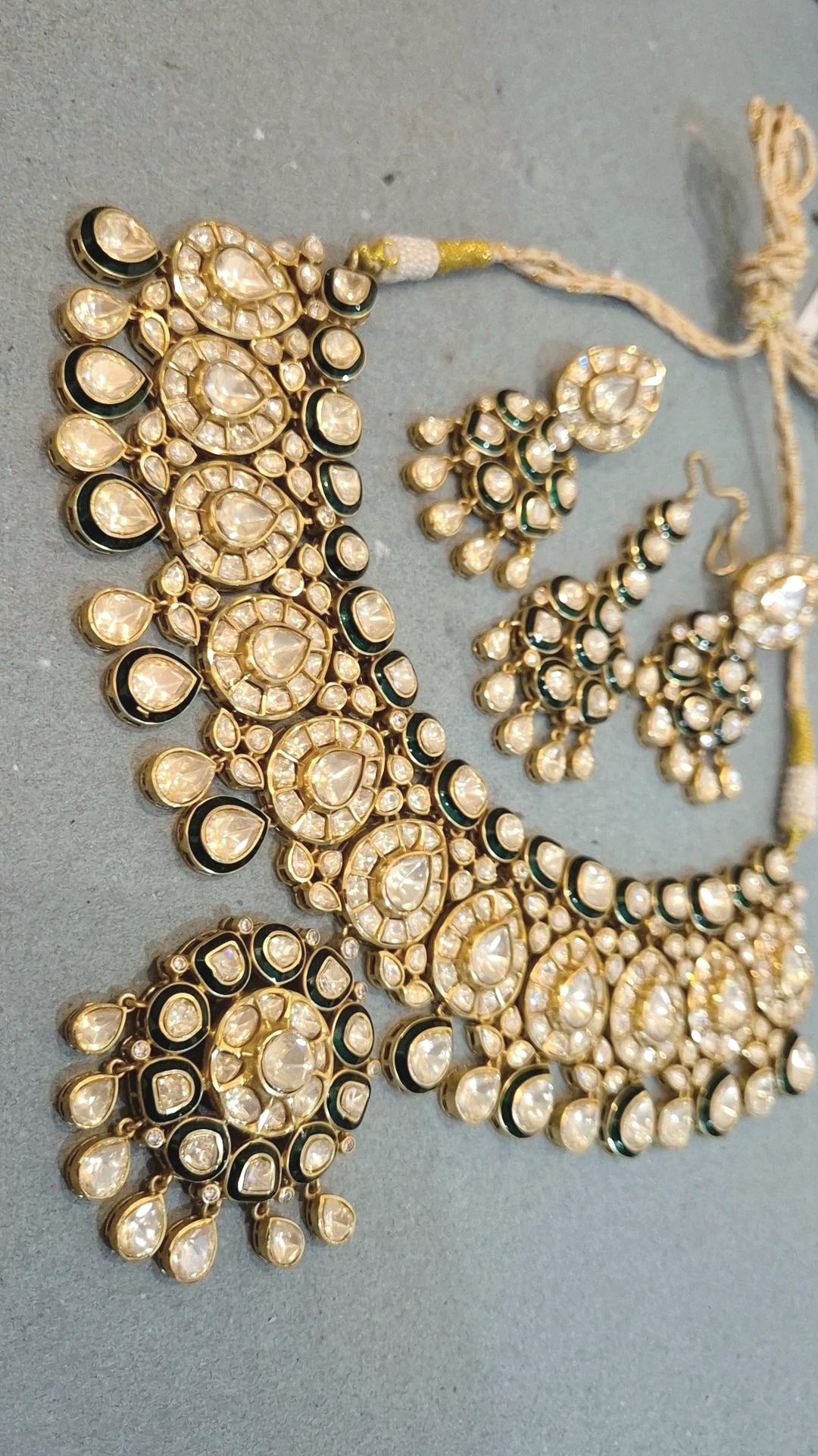 Madhuri Statement Moissanite Polki Pearl Choker Earrings Maangtikka Set