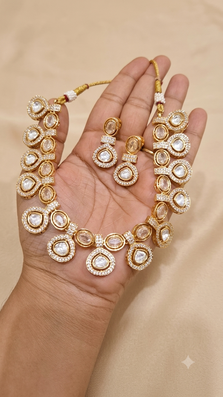 Moissanite Kundan Necklace Set