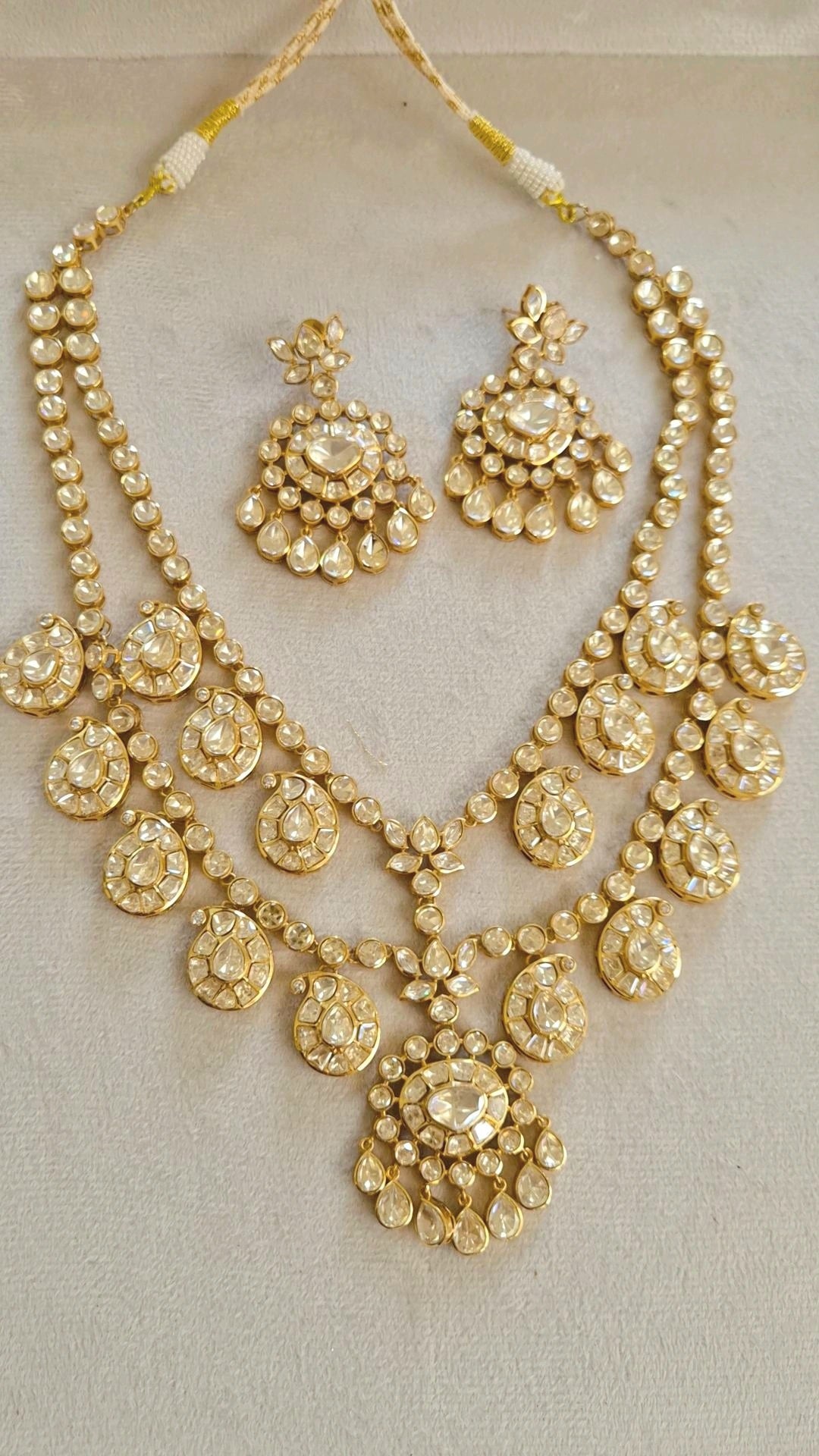 Rasmika Signature Bridal Moissanite Polki Necklace Earrings Set