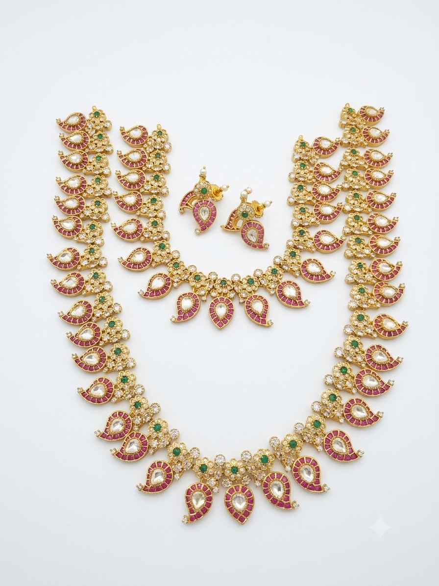 The Statement South Kemp Moissanite Jadau Mango Necklace Set