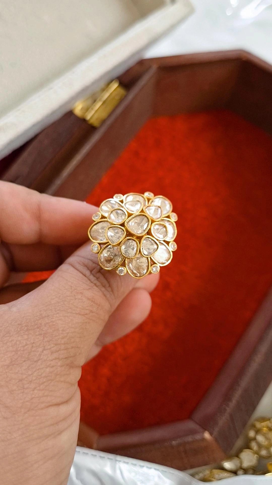 Lily Signature Moissanite Polki Adjustable Ring