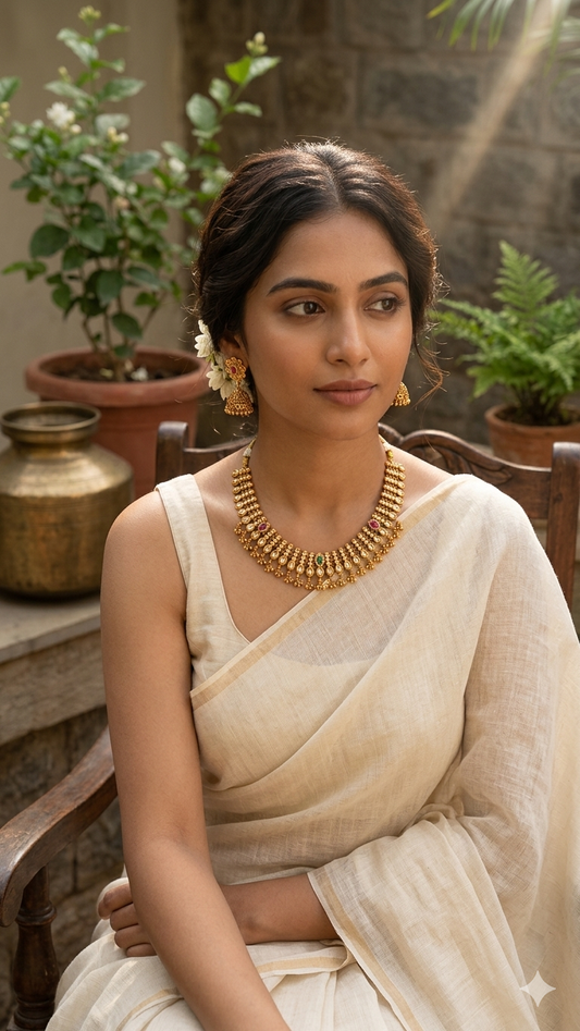 Sleek Gold plated Heritage Necklace set