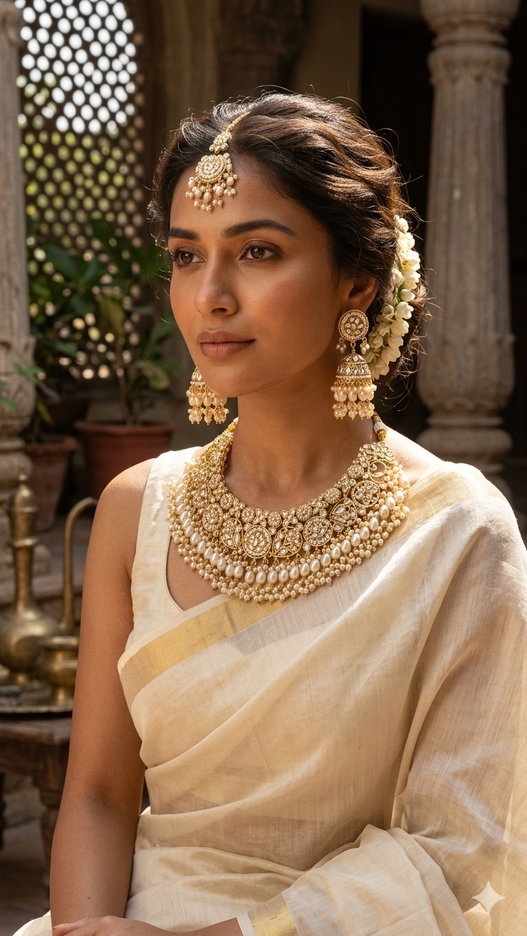 Bridal pearl heavy work Necklace set with maangtikka