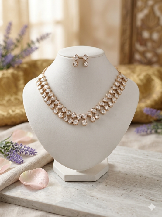 Polki Moissanite Statement Necklace Set