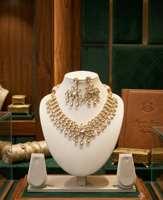 Signature Moissanite Polki Necklace Set