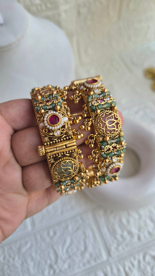 Statement Heritage Rajwadi Gold Plated Screw Openable Bangles